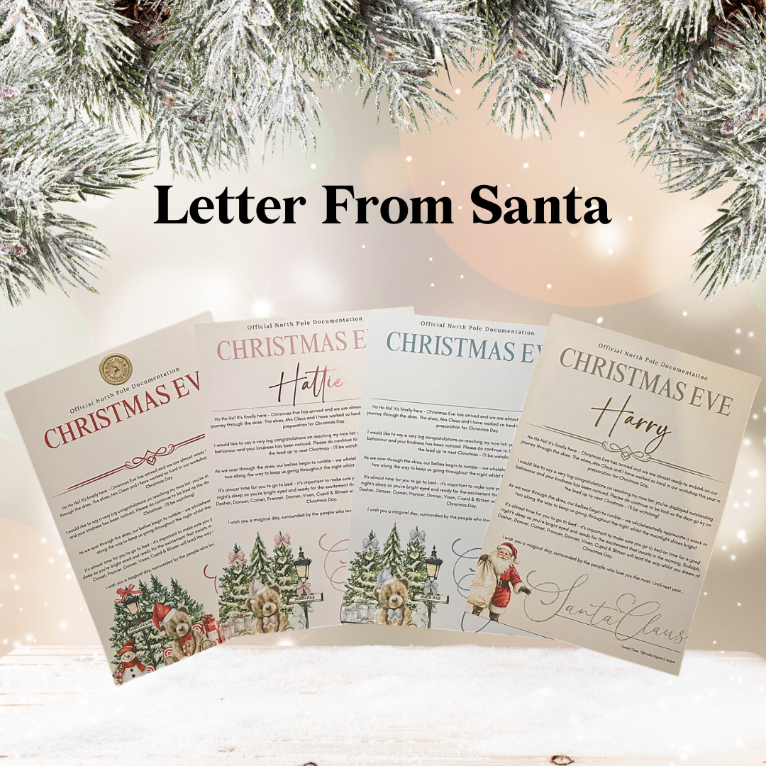 Personalised Santa Letter Nice List Certificate, First Christmas Letter Christmas Bundle for Kids Gold Pink Blue Silver Themes