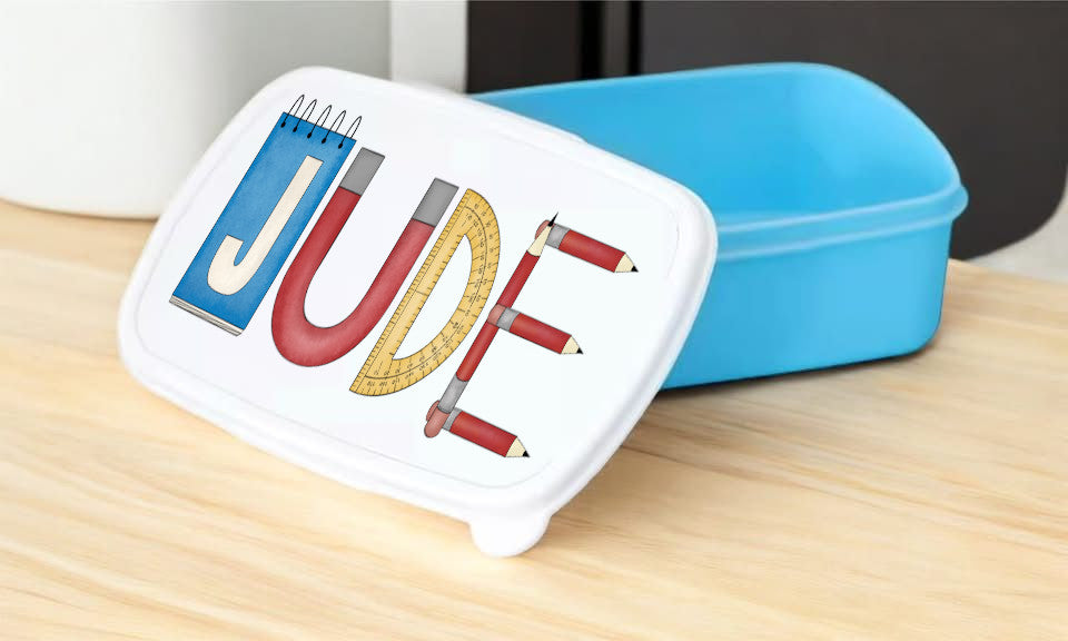 Personalised Children’s Lunchbox – Pink or Blue | Custom Letter Design for Boys & Girls