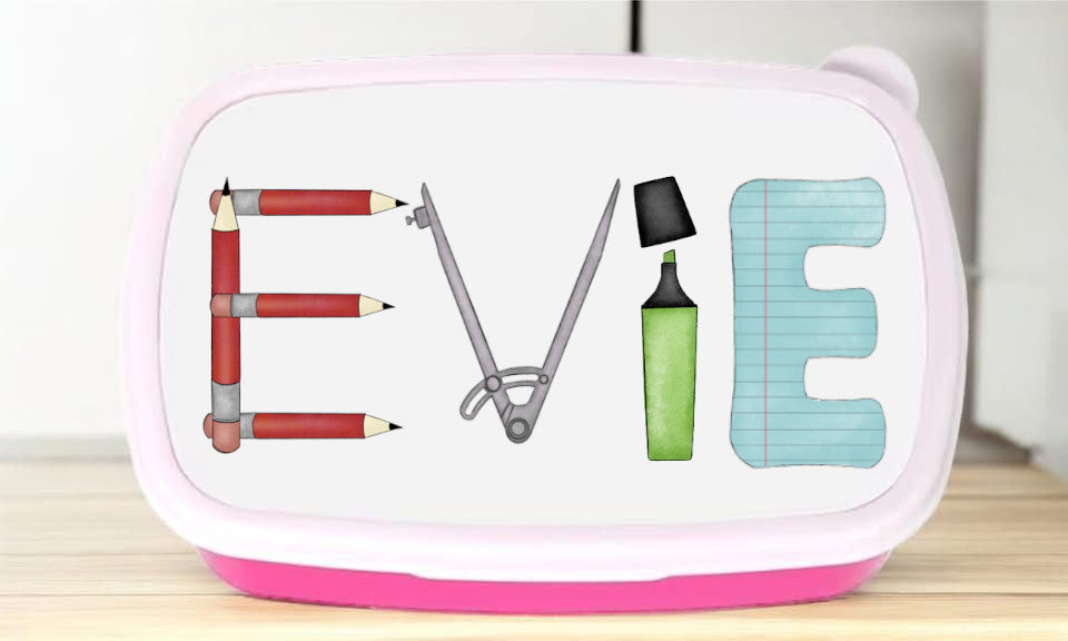 Personalised Children’s Lunchbox – Pink or Blue | Custom Letter Design for Boys & Girls