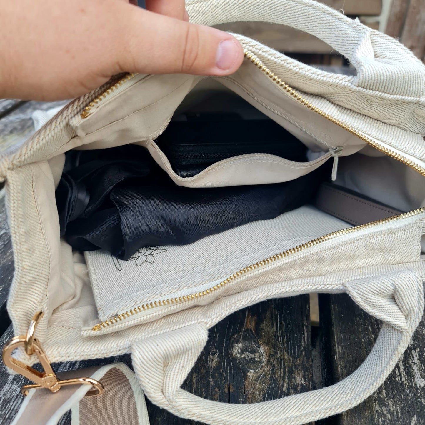 Luxury Structured Twill Tote Bag with Optional Matching Pouch & Wristlet
