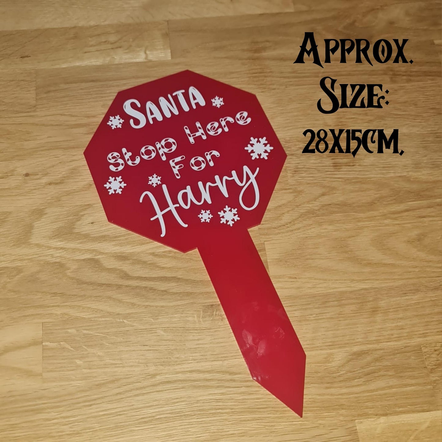 Santa Please Stop Here For Personalised Acrylic Sign with Vinyl Wording - Perfect for inside or outside, great kids Christmas decoration!