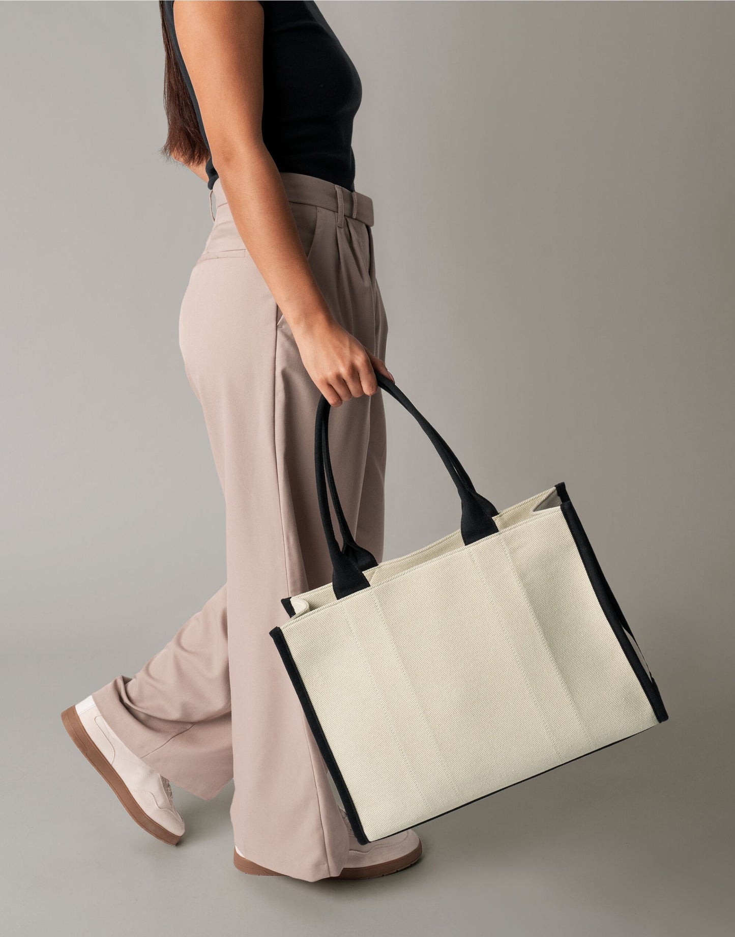 Luxury Structured Twill Tote Bag with Optional Matching Pouch & Wristlet