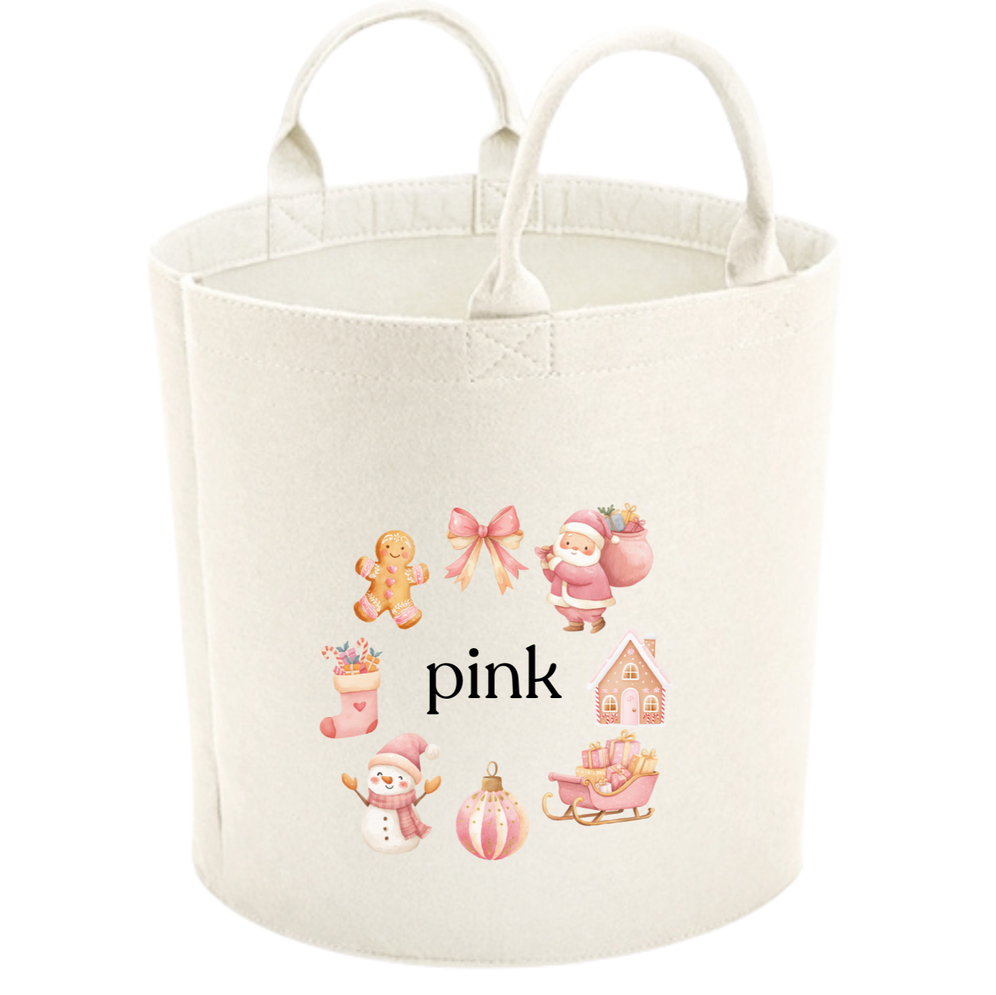 Personalised Christmas Felt Trug – Custom Present Basket for Kids & Family Gifts