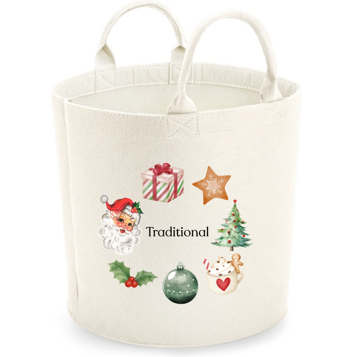 Personalised Christmas Felt Trug – Custom Present Basket for Kids & Family Gifts