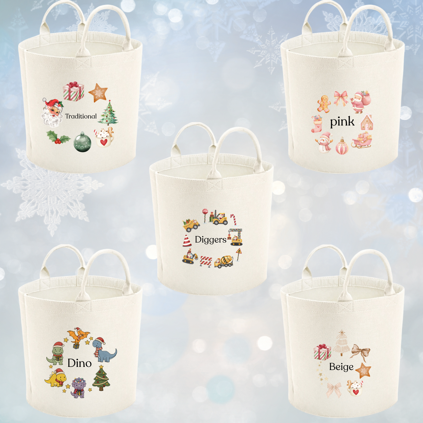 Personalised Christmas Felt Trug – Custom Present Basket for Kids & Family Gifts