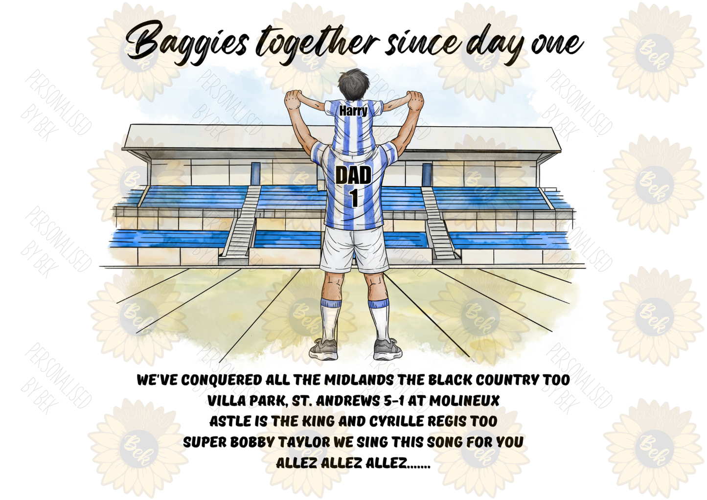 Personalised West Brom Dad & Child Print – Baggies Together Since Day One