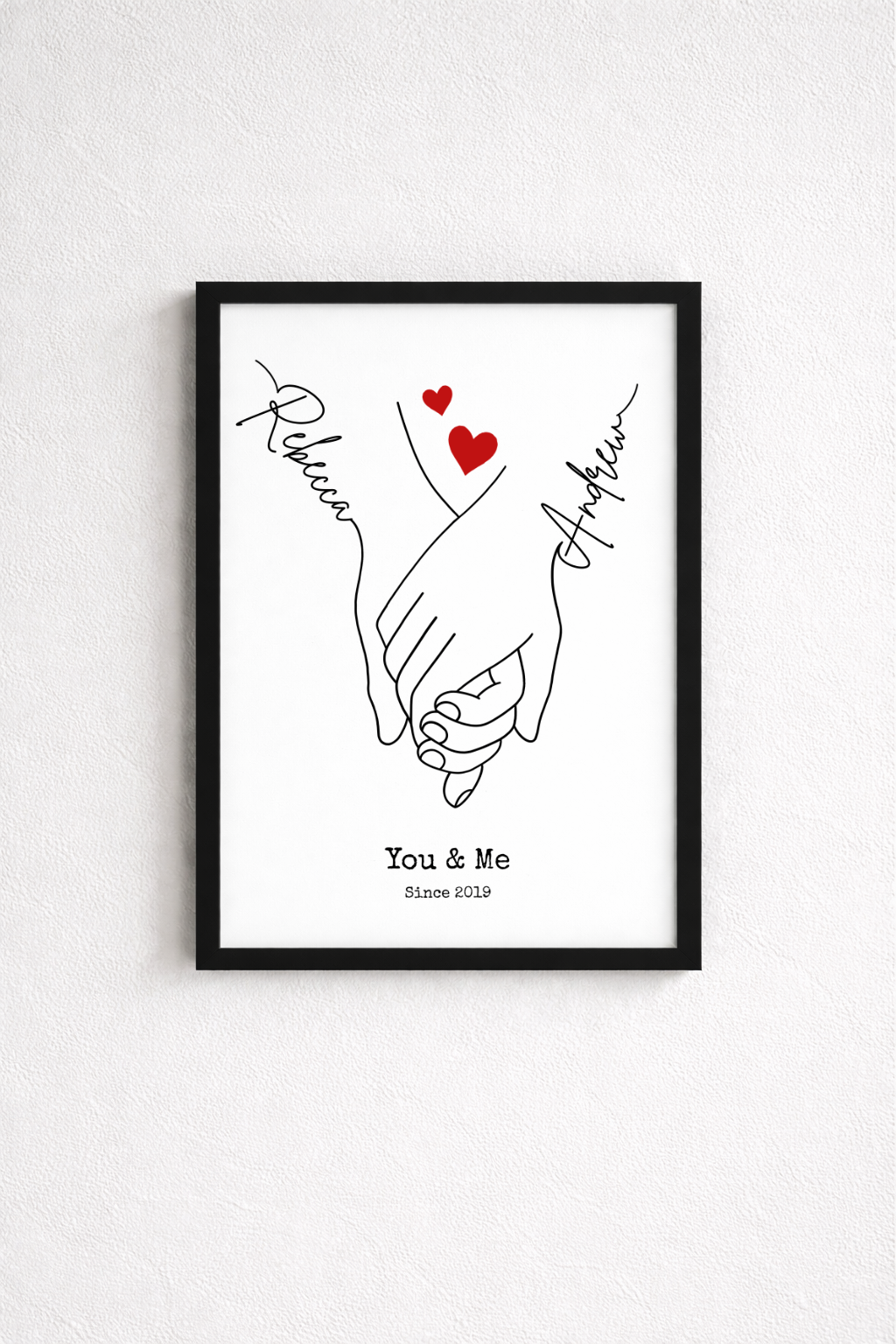 Personalised Hand in Hand Couple Line Art Print