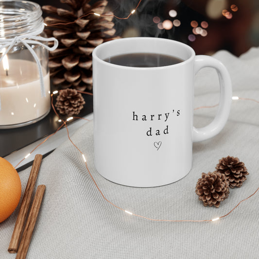 Personalised “Name’s Dad” Mug & Coaster Set – Minimalist Custom Dad Gift