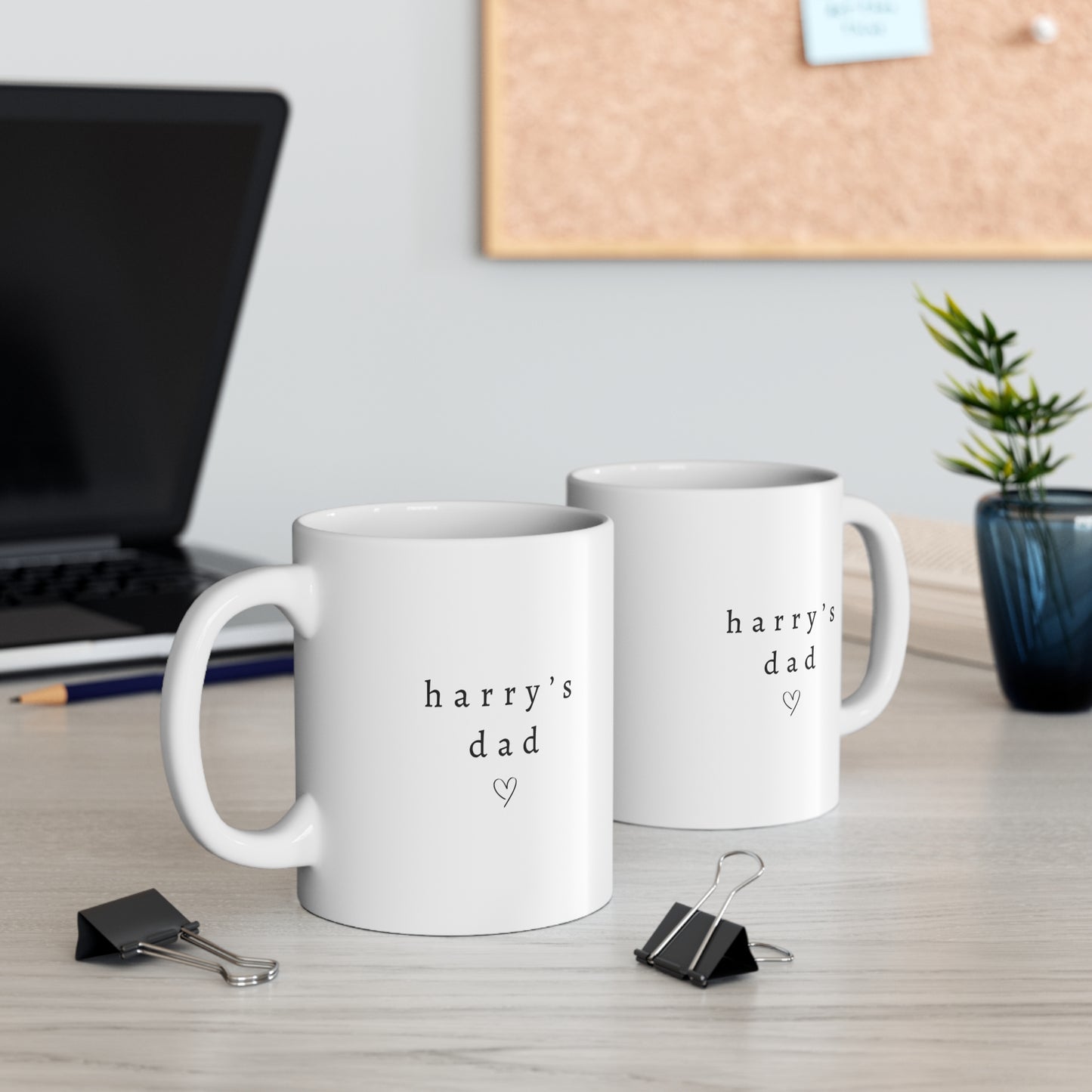 Personalised “Name’s Dad” Mug & Coaster Set – Minimalist Custom Dad Gift