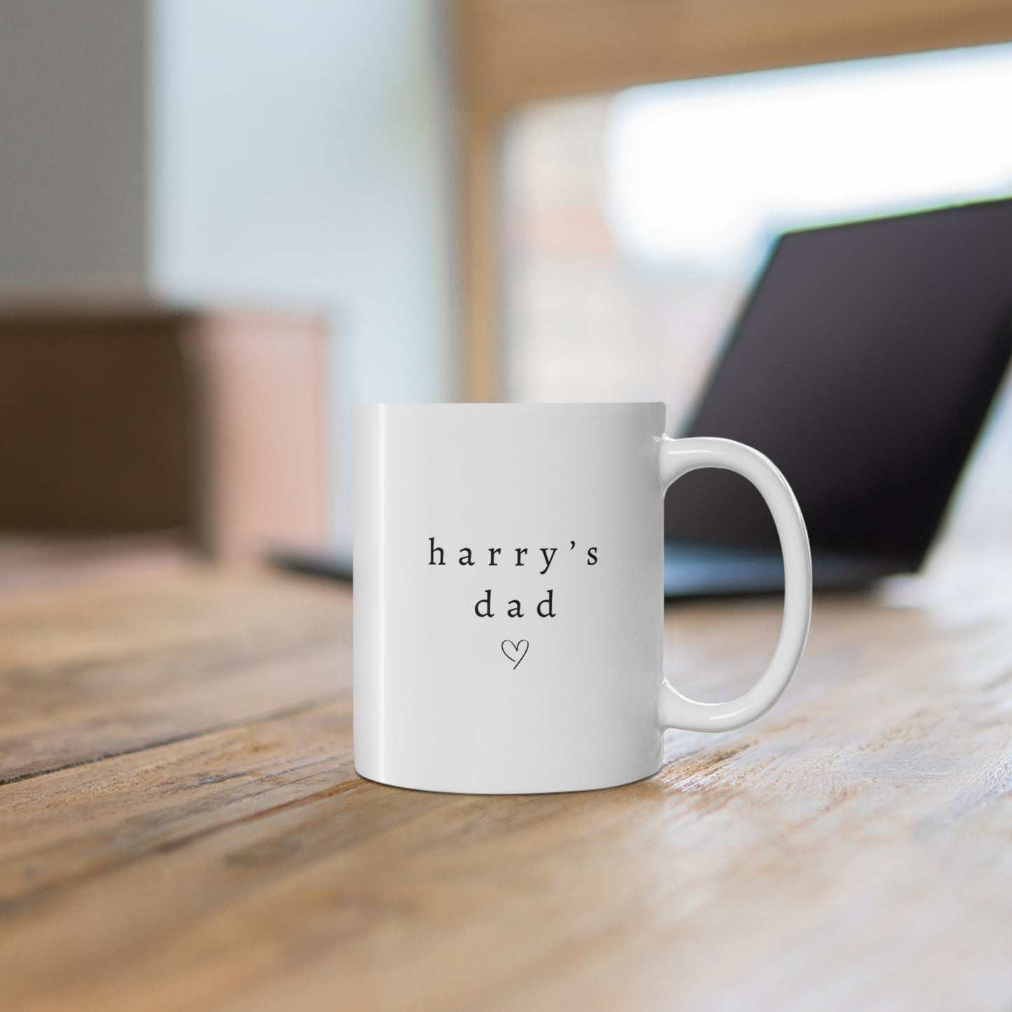 Personalised “Name’s Dad” Mug & Coaster Set – Minimalist Custom Dad Gift