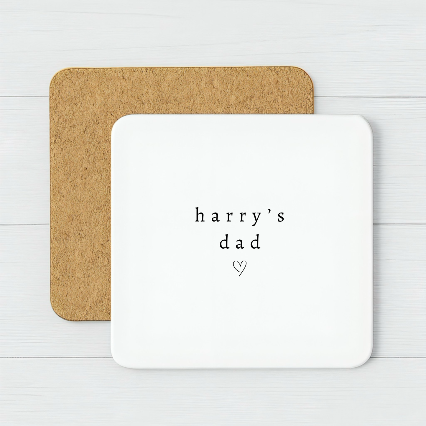 Personalised “Name’s Dad” Mug & Coaster Set – Minimalist Custom Dad Gift