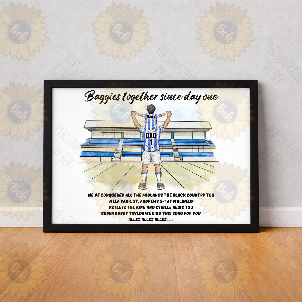 Personalised West Brom Dad & Child Print – Baggies Together Since Day One