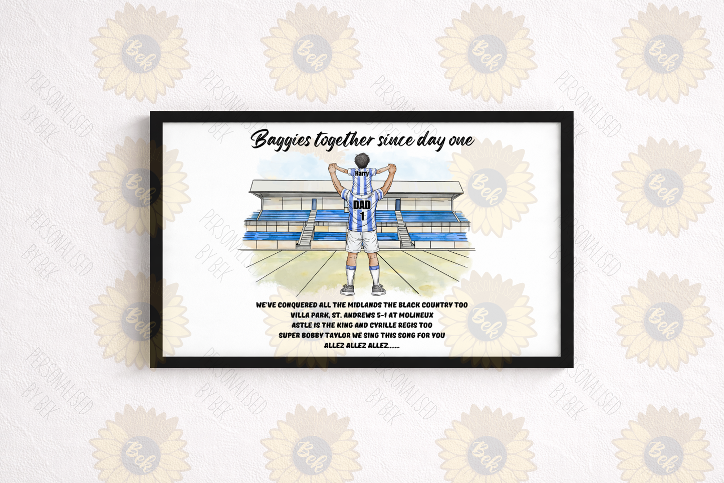 Personalised West Brom Dad & Child Print – Baggies Together Since Day One