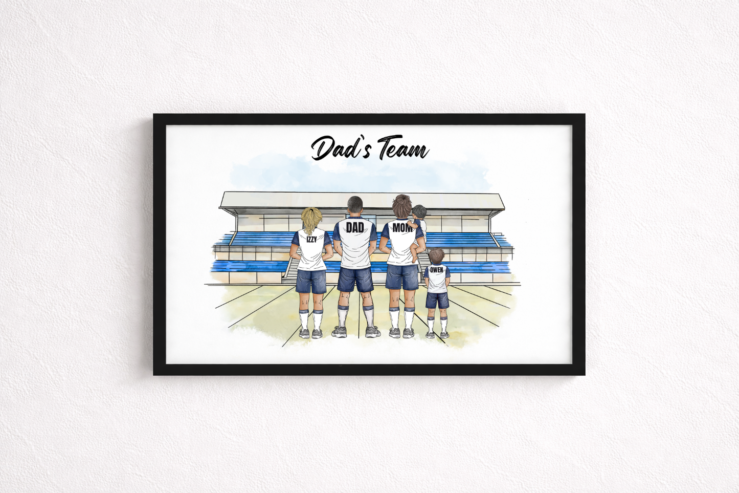 Personalised Dad’s Team Family Football Print | Custom Family Shirt Print | Father’s Day Gift for Dad | Football Family Wall Art