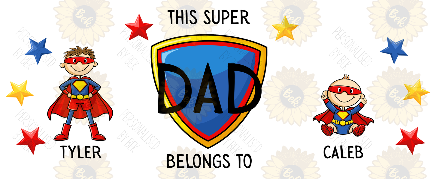 Personalised Super Dad Mug & Coaster | Custom Father’s Day Mug | Superhero Dad Gift | Mug Gift from Kids