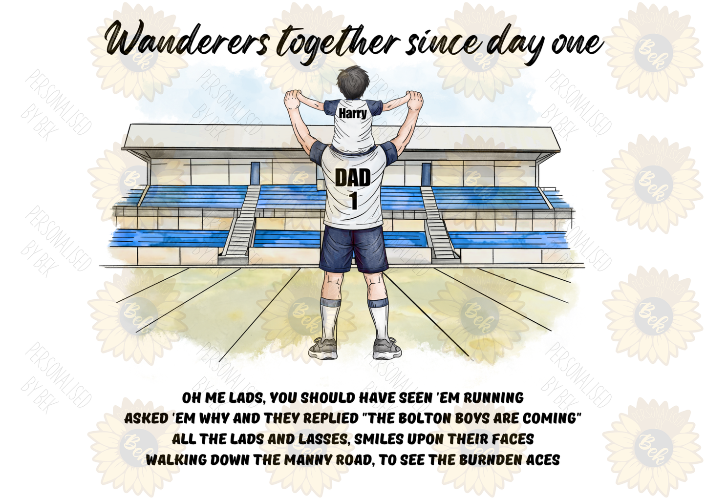 Personalised Bolton Wanderers Dad & Child Print – Wanderers Together Since Day One