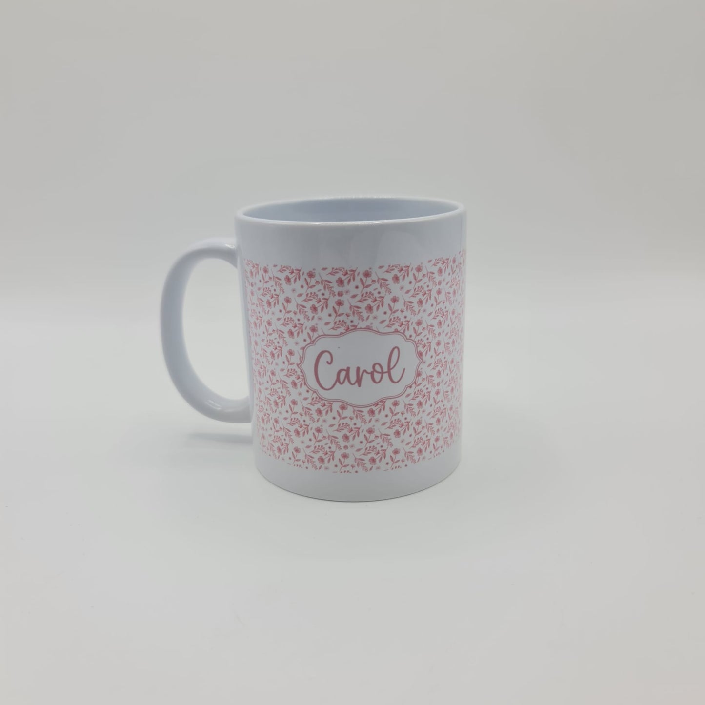 Personalised Floral Ceramic Mug Gift Set | Custom Name Pink Flower Drinkware