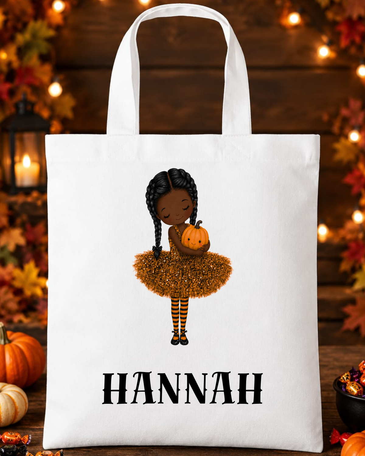 Personalised Kids Halloween Trick or Treat Bag – Pumpkin Ballerina
