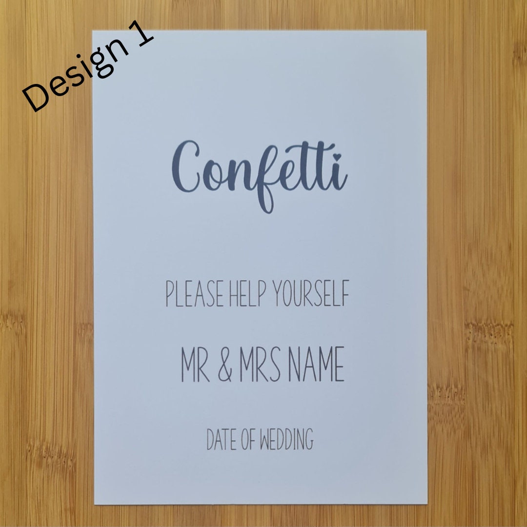 Personalised Printed Confetti Sign - Please Help Yourself Confetti Printed Sign for Weddings!